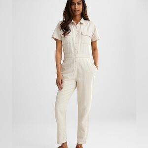 Outerknown women’s S.E.A. organic cotton jumpsuit beige size large short sleeve